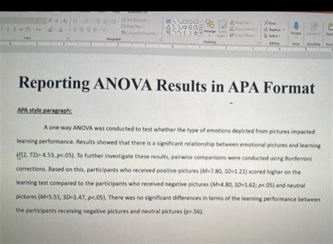 reporting anova apa style.